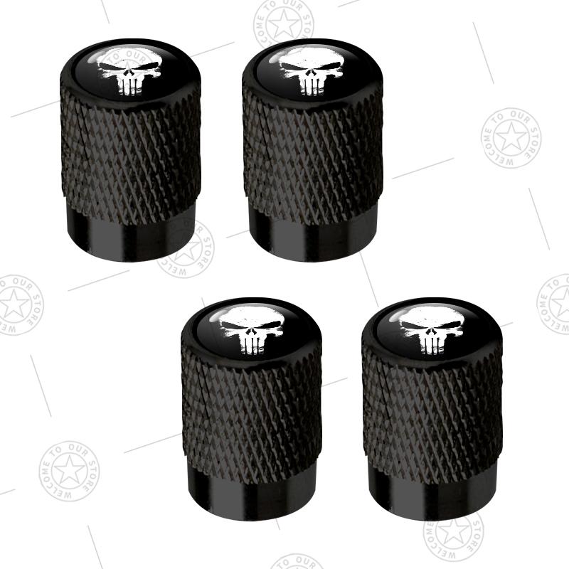 4pcs Skull Logo Car Wheel Tire Valve Caps Air Stem Aluminum Accessories For Jeep Wrangler Gladiator Renegade Ford F-150 Ranger LVCZN1