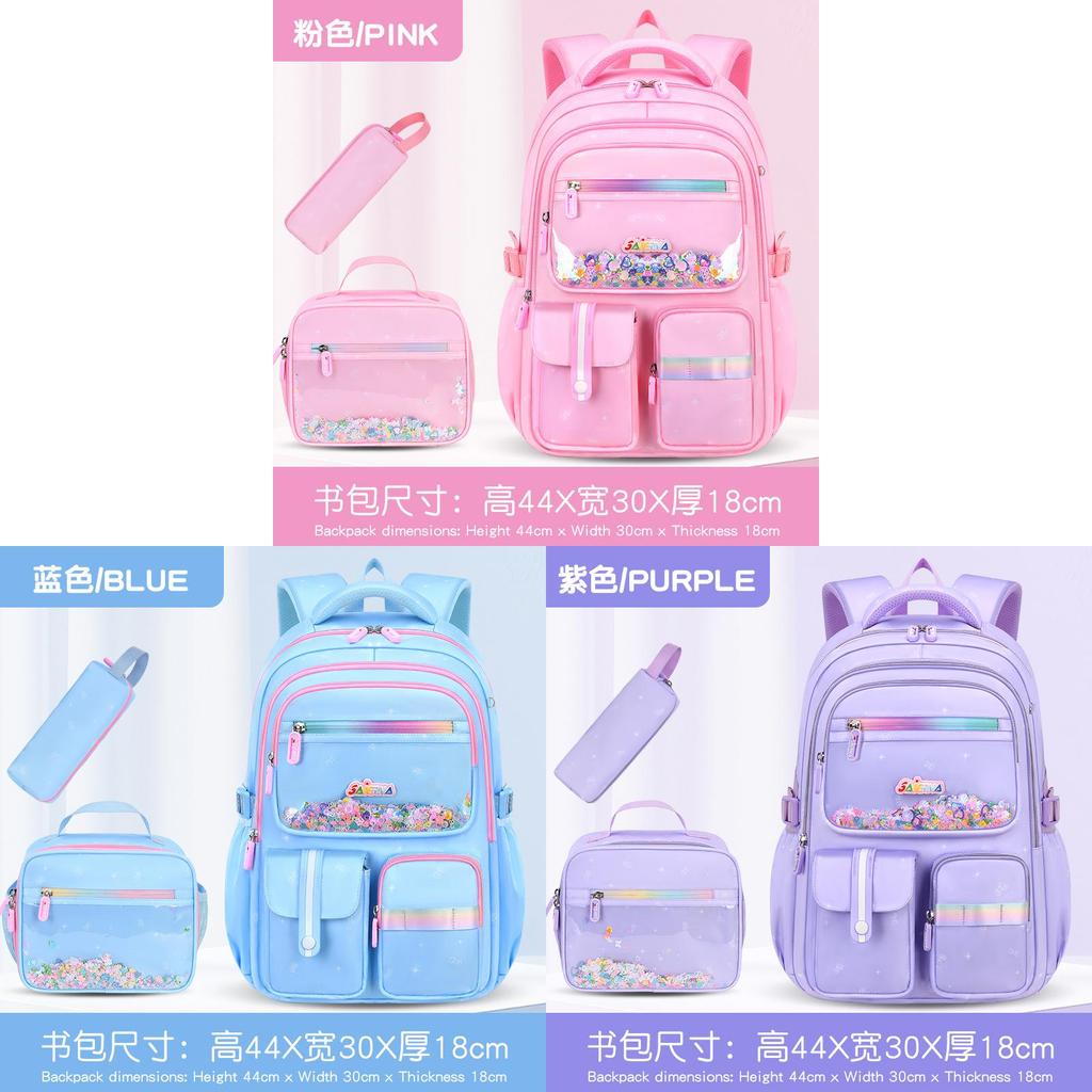 Girl School Backpack With Multiple Pockets And Lightweight Oxford Fabric For Elementary Students