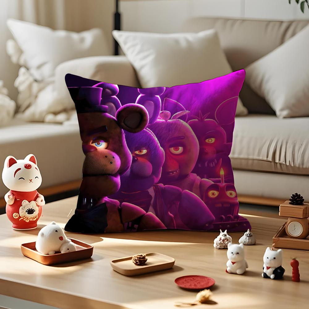 Movie Five N-Nights At F-Freddys2 Cushion Cover Anti-dustmite Pillowcase Invisible Zipper Silky Short Plush Sofa Cushion Cover
