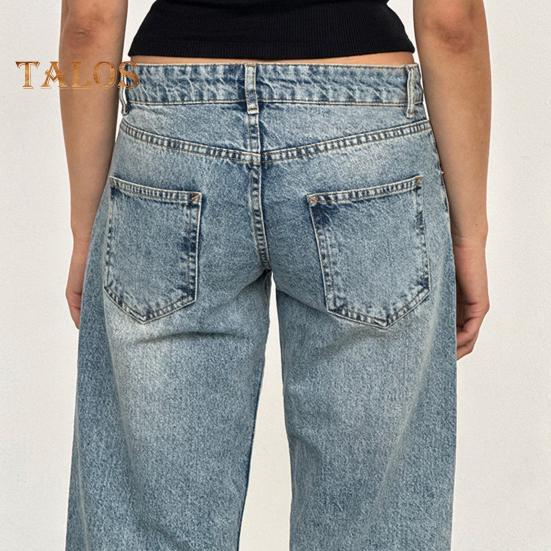 Damenhose mit Taschen, niedrige Taille, gerades, weites Bein, Knopf-/Reißverschluss, lange Hose für den Alltag und Reisen