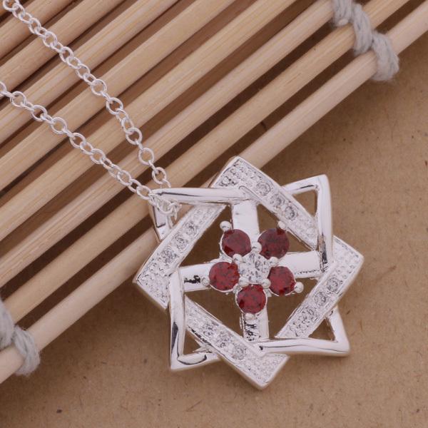 wholesale High quality silver plated Fashion jewelry chains necklace pendant WN-376 красный