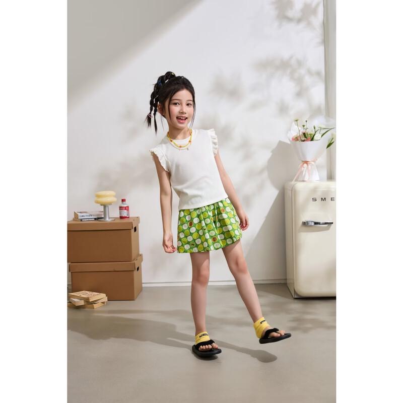 Girls' Summer Ruffled Ribbed T-Shirt
