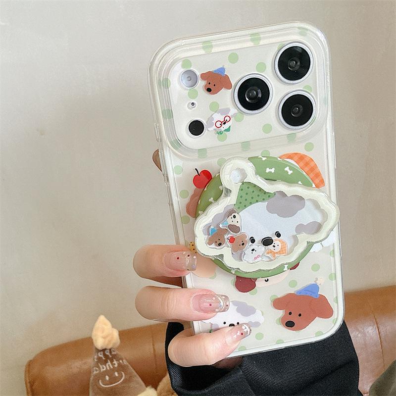 Green Polka Dot Animal Head Magnetic iPhone 17/16 Pro Max/15/14 Heart Phone Case
