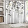 1Pc White Gray Peach Flower Print Shower Curtain With Hooks, Polyester Fabric, Window And Wall, Suitable For Bathroom