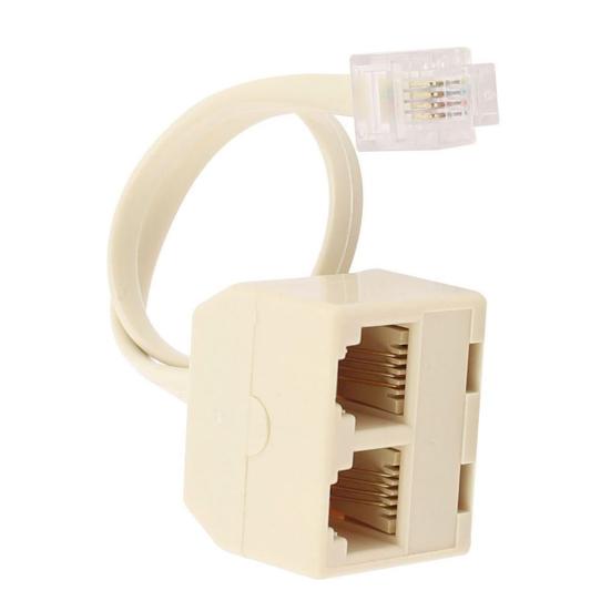 RJ11 6P4C Stecker 2-fach Ausgang zu Buchse Telefonanschluss Leitungsverteiler Adapter
