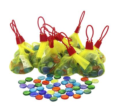 Japanese-made Traditional Toy, Net-covered Marbles (1.6cm Diameter), 12-piece Set, for Commercial Use.