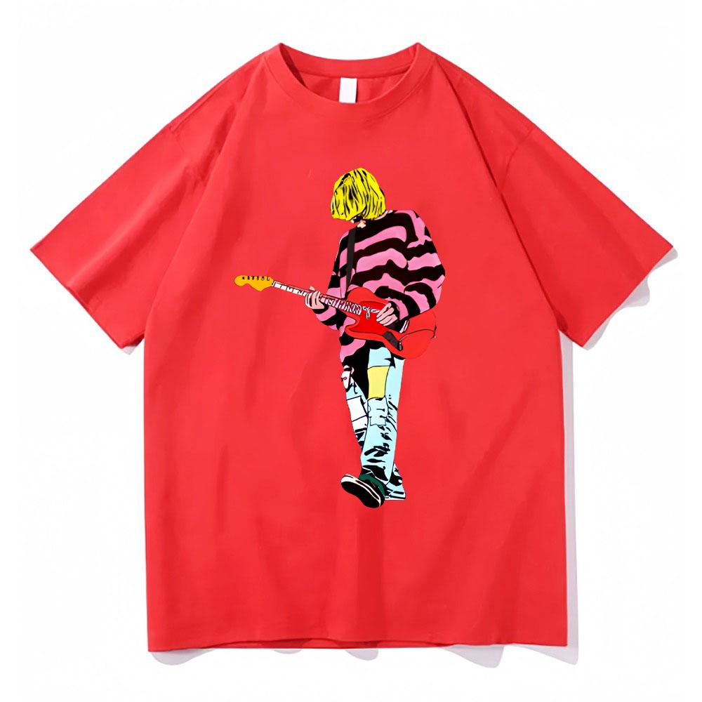

Футболка Курта Кобейна Футболки с музыкальным принтом Мужская Женская Летняя Футболка с коротким рукавом Хлопковая Футболка с круглым вырезом Мужская Хип-хоп одежда S