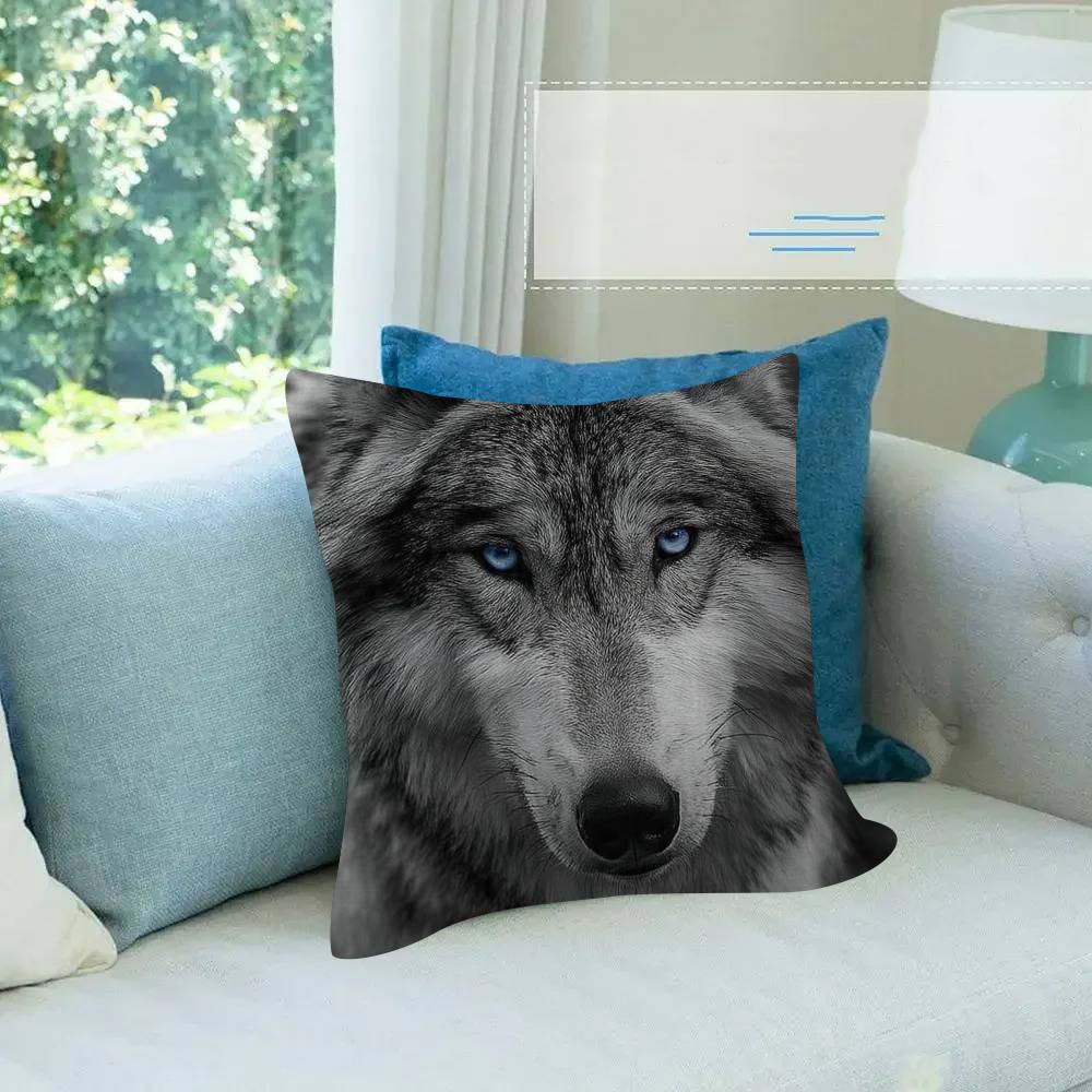 Animal Wolf Fun Cushion Cover Car Throw Pillow Case For Sofa Car Christmas Gift