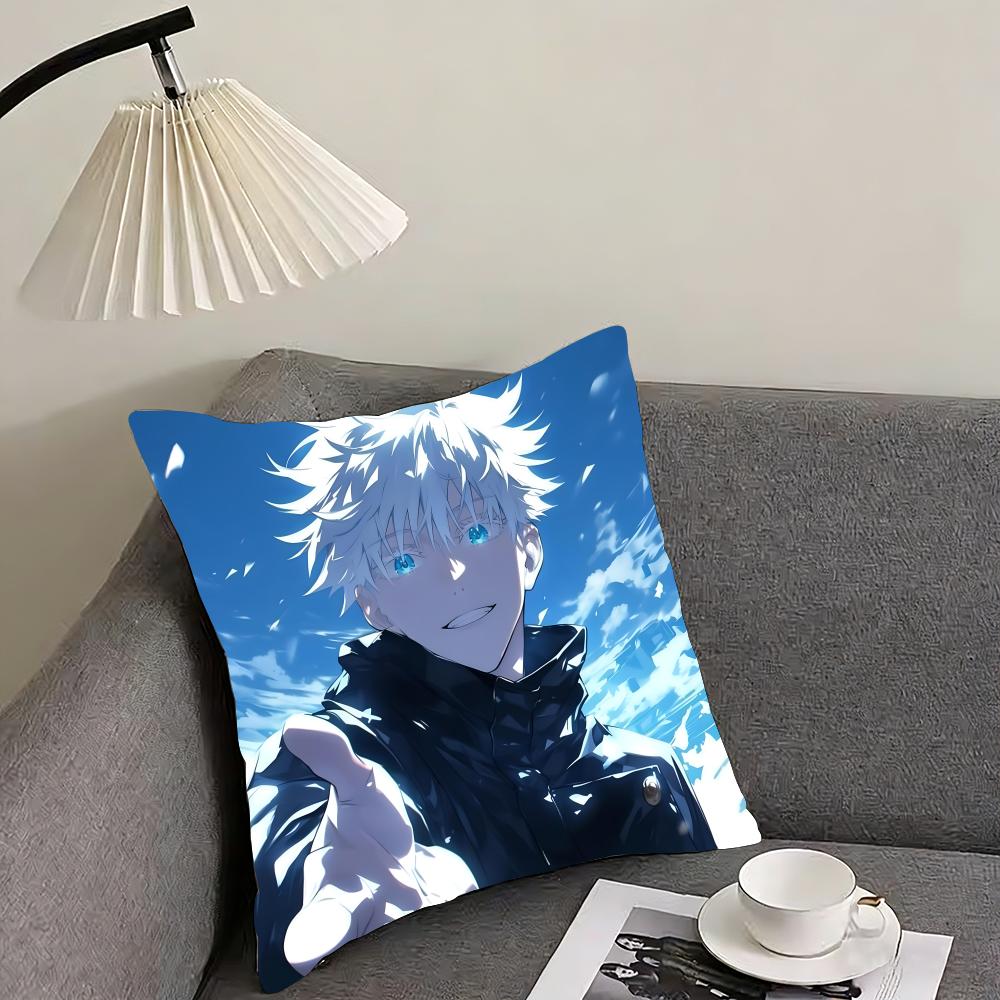 Gojo Satoru Cushion Cover Reversible Plush Pillow Cover – For car, sofa, bedroom, perfect as a gift.