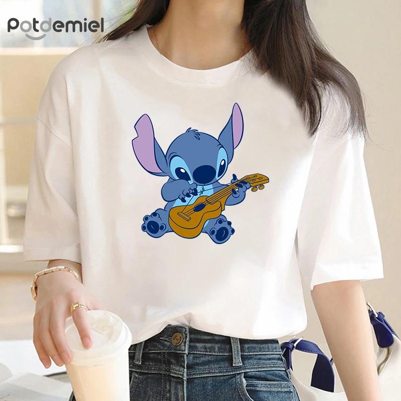 Punk Trend Casual Stitch Unisexs Tshirt Unisexs Tshirt Cute Tshirt Anime Cartoon Casual Dress Unisexs Cute Shortsleev S