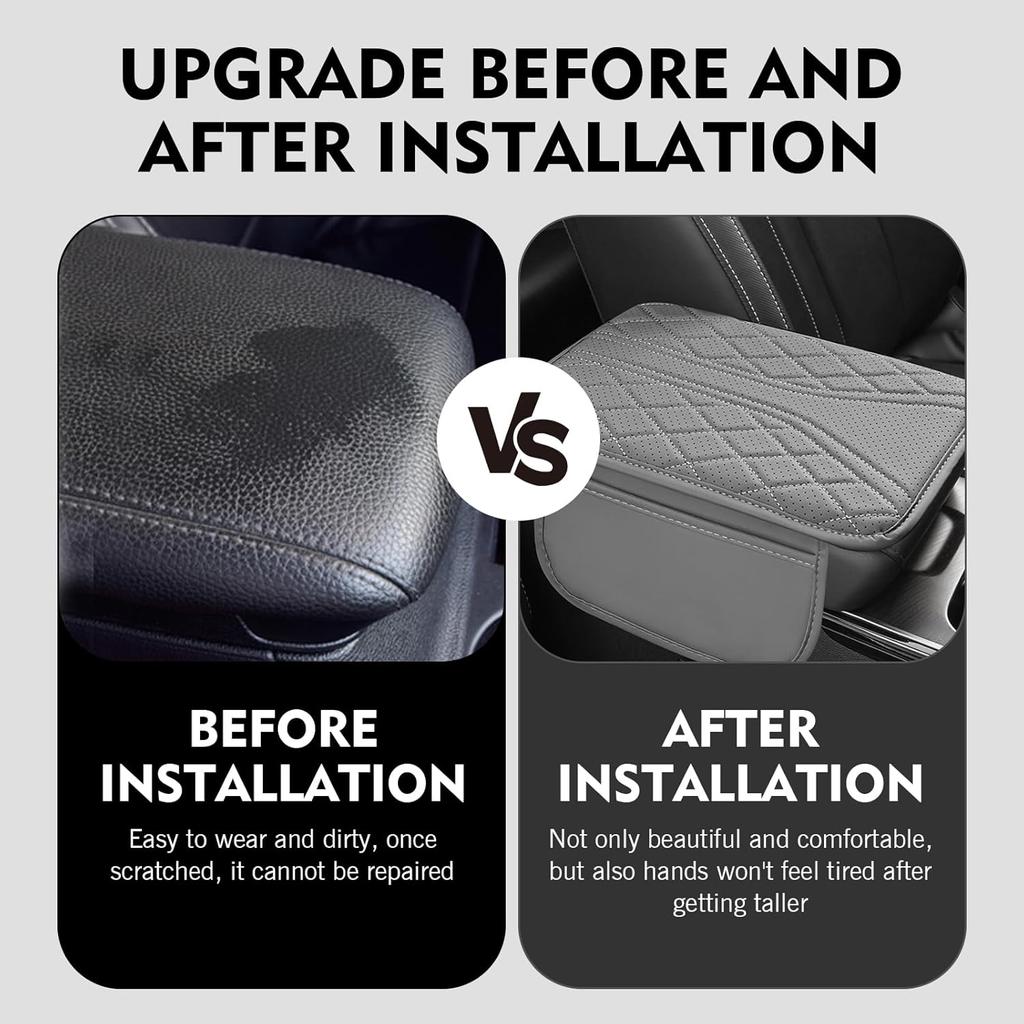 WZP Car Center Console Cover, Leather Arm Rest Cover with 2 Storage Bag, Console Cover for Car Storage Box Protector, Universal for Sedan SUV Truck