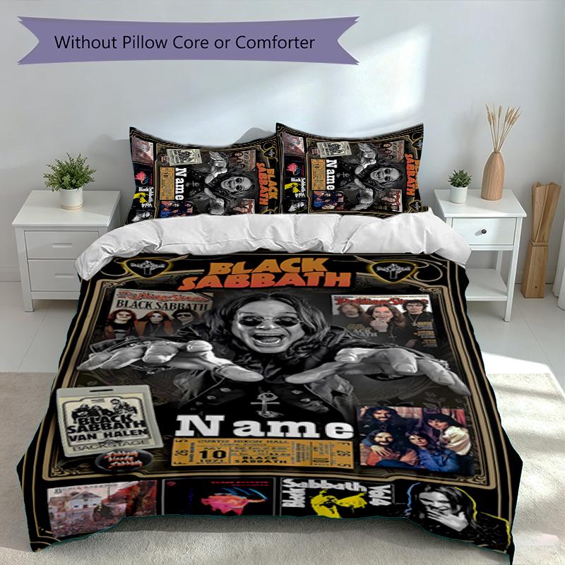 3pcs Custom Name Rock Ozzy Osbourne Bedding Set,Includes 1 Duvet Cover and 2 Pillowcases,All-season Bedroom Decor
