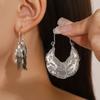 Gold Plated Twisted Leaf Hoop Earrings, Modern Abstract Sculptural Drop Hoops for Women