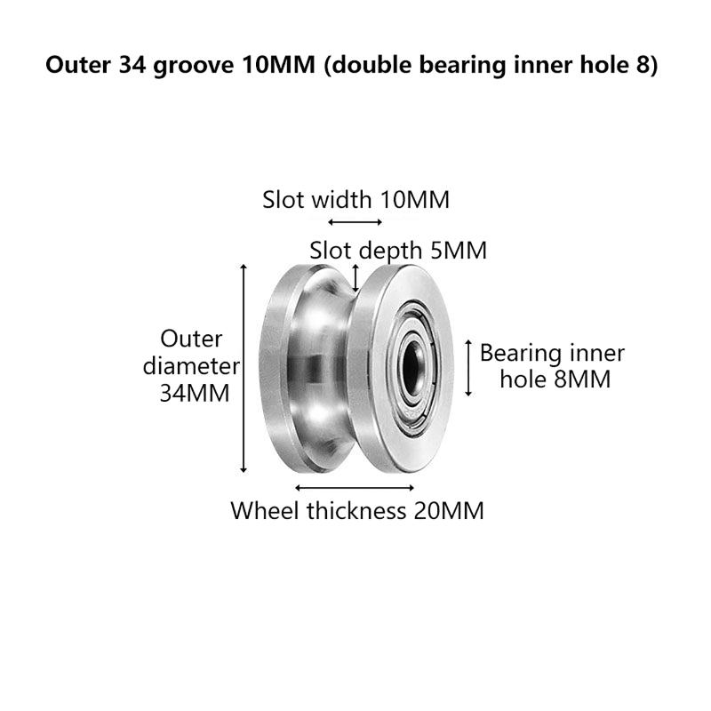 304  U Groove Bearing Wheel Smooth Pulley Roller for Cable Guide Track Sliding Door Wardrobe