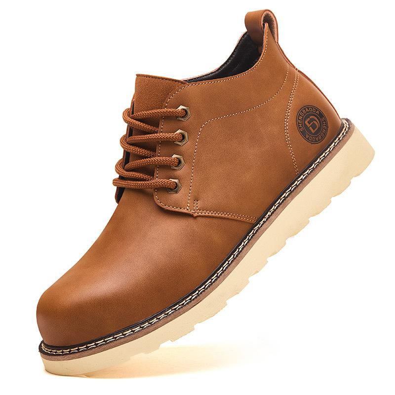 Brown Leather Safety Shoes Men Steel