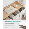 SONGMICS LTS523W57 Byrå, Garderob, Förvaringsenhet, 7 tyglådor med handtag, Metallram, Modern stil, Vit och träfärg