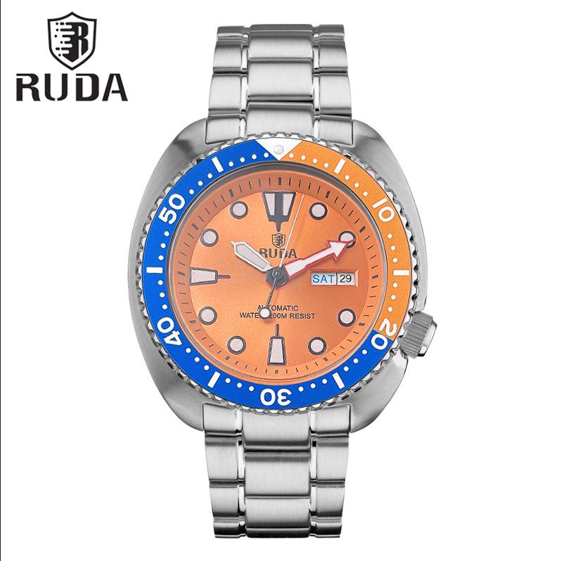 Men's Automatic Waterproof Stainless Steel Wristwatch with Double Calendar and Abalone Coke Bezel