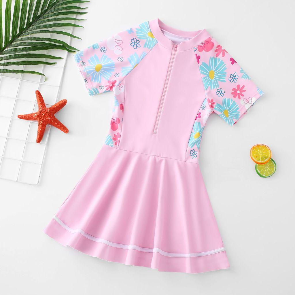 Costume da bagno intero per bambina stile vestito Poliestere Carino Principessa Costumi da bagno per bambini dai 2 ai 12 anni