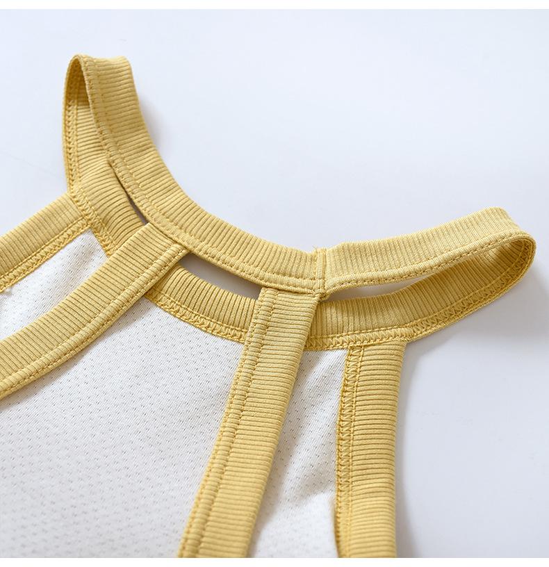 Dámský top bez rukávů, slim fit, halterový střih, krátký top s vycpávkami na hrudníku – bez kostic, krátké tílko.