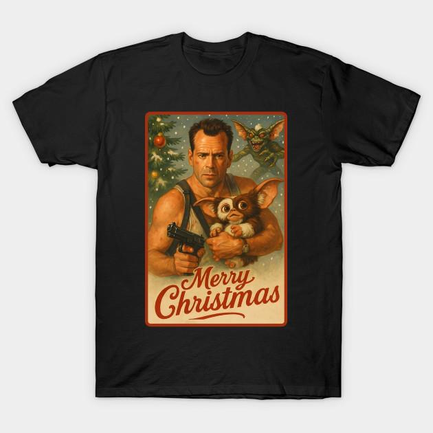 

Men Black Print T-shirt Die Hard Gremlins No-Cut Transfer Paper Print Cotton Tshirt L чорний
