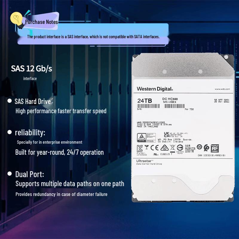 

Western Digital Ultrastar HC590 Enterprise SAS HDD 24TB
