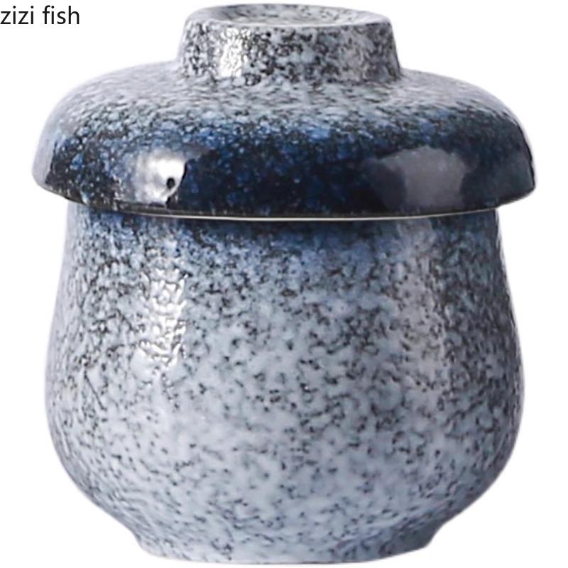 Retro Ceramic Bowl with Lid Restaurant Steamed Egg Bowl Dessert Bowl Soup Bowls Tea Bowls Molecular Food Specialty Tableware