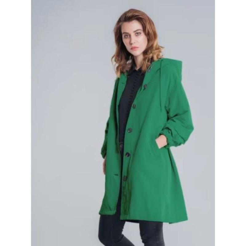 Nový štýl dámsky vetrovkový jesenný kabát strednej dĺžky pre nízke ženy