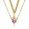 Crystal Heart-shaped Dagger Pendant Layered Necklace Design-inspired Collar Chain for Women