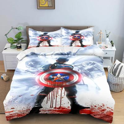 Juego de Funda Nórdica de Anime Capitán América para Niños Colcha Ropa de Cama para Niños Juego de Ropa de Cama Infantil Funda de Colcha Individual Grande Tamaño King