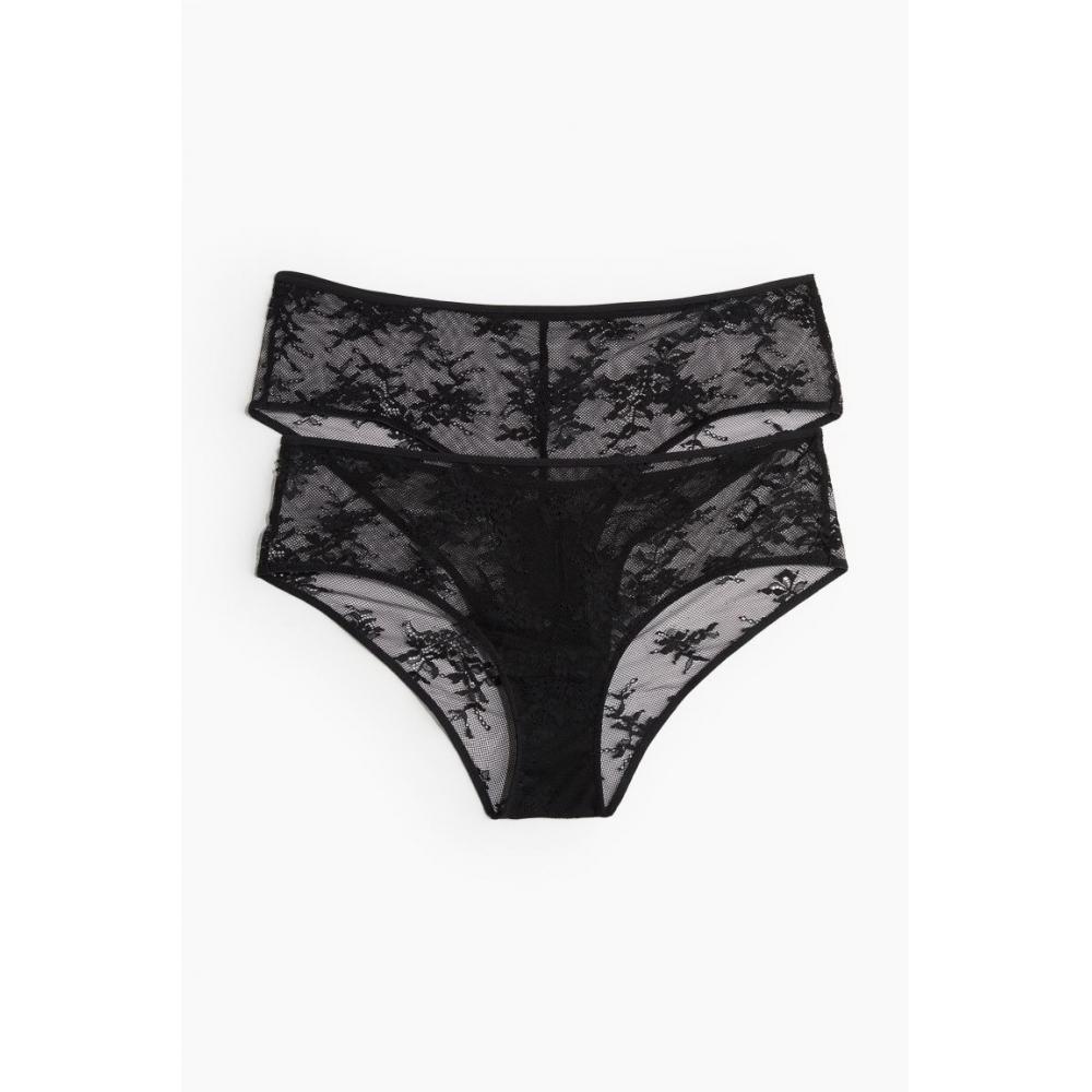 

Комплект из 2 предметов с кружевными хипстерскими трусиками HM, черный