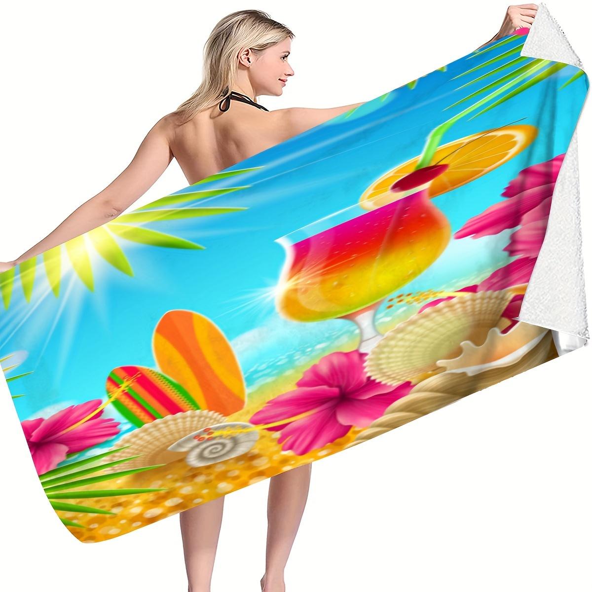 

Vibrant Tropical Beach Drink Microfiber Beach Towel, High Absorbency Quick-Dry for Pool Travel Summer W40*H60(CM)