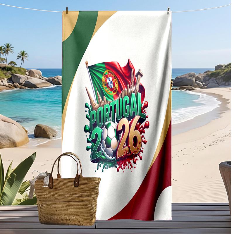 Portugal Fußball Print Strandtuch Schnelltrocknend Super Saugfähig Weiches Badetuch für Schwimmen Strand Reisen Fan Souvenir Geschenk