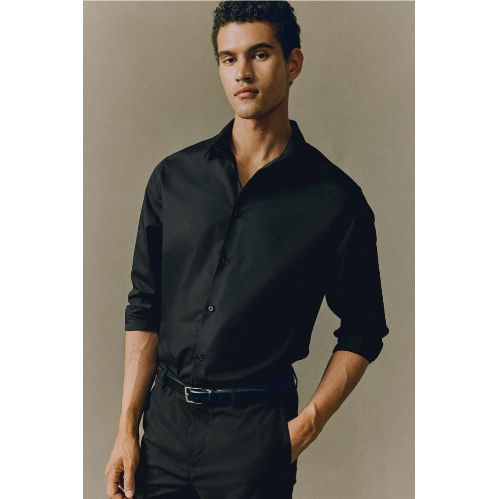H M Easy Care sliM Fit sHirt Black