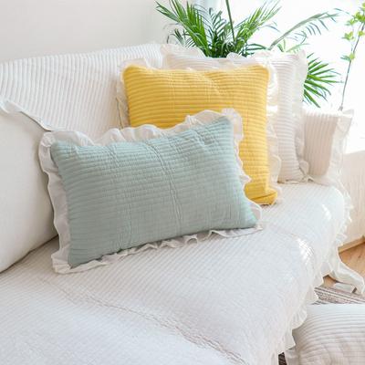 Four Seasons Korean Style Pure Color Ruffles Sofa Cushion Fresh Candy Color Pure Cotton Quilting Fabric Sofa Cushion