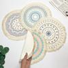 Bohemian Cotton Thread Placemat Nordic Fabric Woven Round Mat Home Kitchen Heat Insulation Anti-scald Mat Tassel Table Coaster