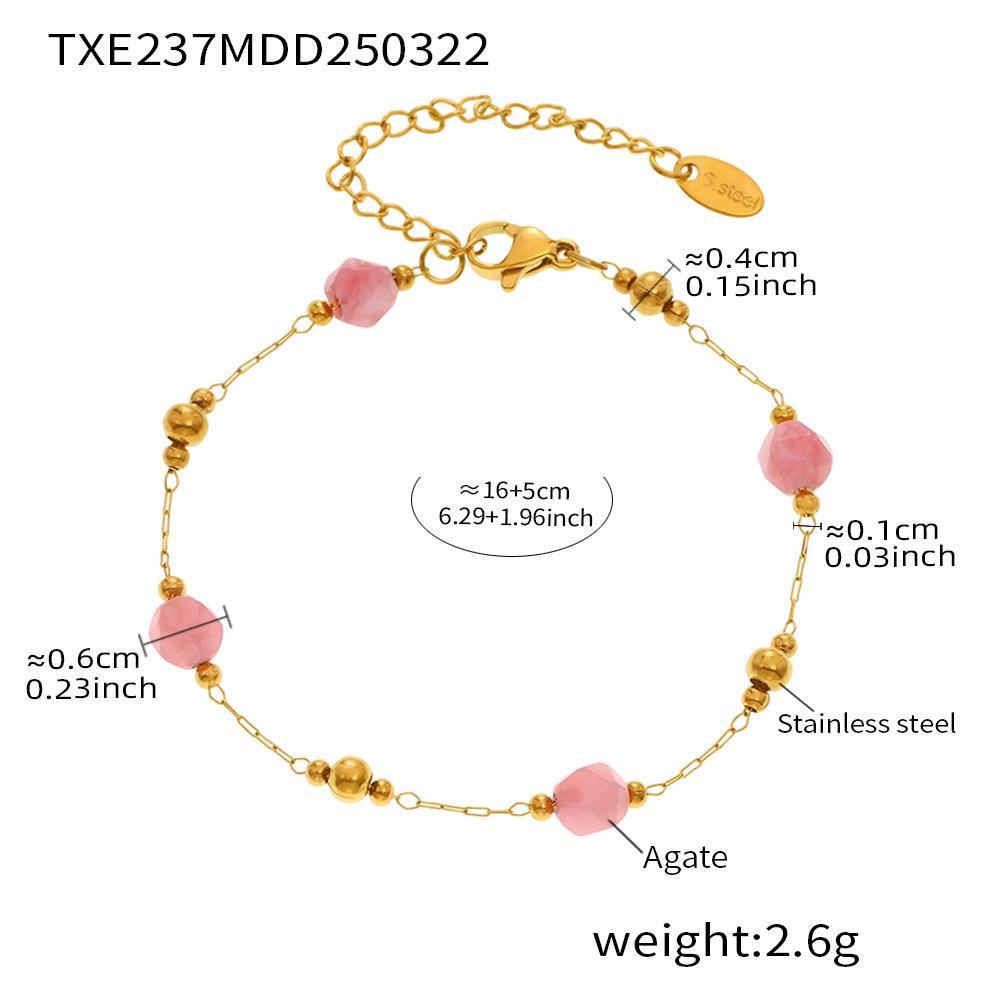 Qiong Yao Forest-Inspired Colored Agate Bracelet  Natural Stone Necklace Set for a Fresh, Sweet Look