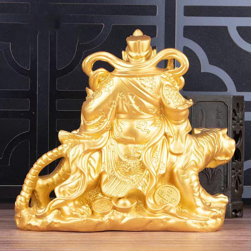 Tiger God of Wealth Zhao Gongming Character Decoration Statues Resin Sculpture Home Room Office Wind Water Features Ornaments