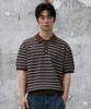 Age O.D. Collar Button Stripe Half Knit [Brown]