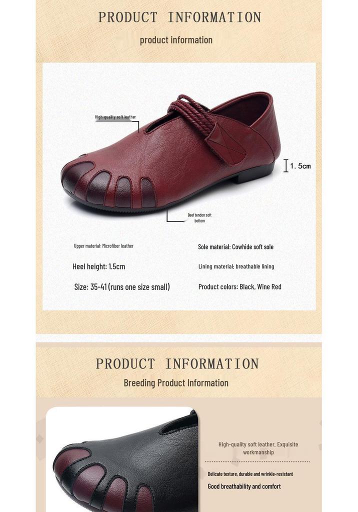 2026 Spring/Autumn Retro Soft Sole Mother's Flat Shoes – Comfortable Style for Middle-Aged and Elderly.