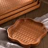 HeMu Golden rosewood oval coffee tray small saucer tea tray Japanese dessert plate handmade carved tortoise shell plate