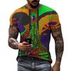 Summer Round Neck 3D Vibrant Ethnic Print Top Fashionable Casual Short Sleeved Men's T-shirts