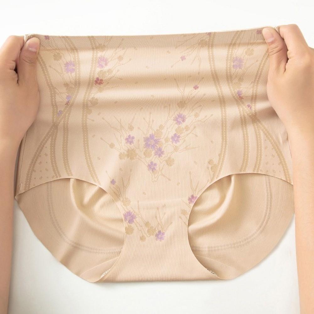 High Waist Butt Lifter Briefs Flowers Tummy Control Underwear Breathable Seamless Underpants  Women