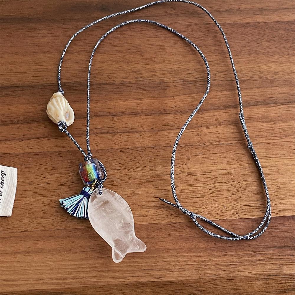 Collier Pendentif Pomme pour Femmes - Design Dessin Animé Huile Goutte Acrylique Chaîne Pull