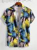 Hawaiianischer Botanischer Blumenprint Herren und Damen Kurzarm Revers Strand Button-Down Hemd Top Lässige Modische Hemden