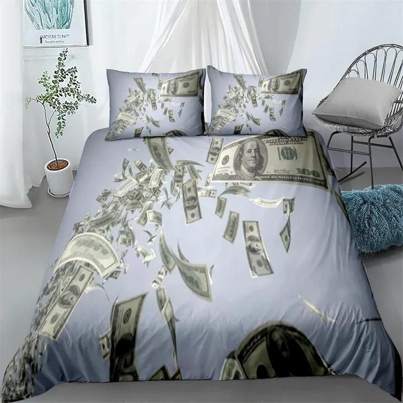 3D Printed Dollar Bills  Bedding Set,Duvet Cover Comforter Bed Set Quilt Cover Pillowcase,King Queen Twin Size Boys Girls Adults