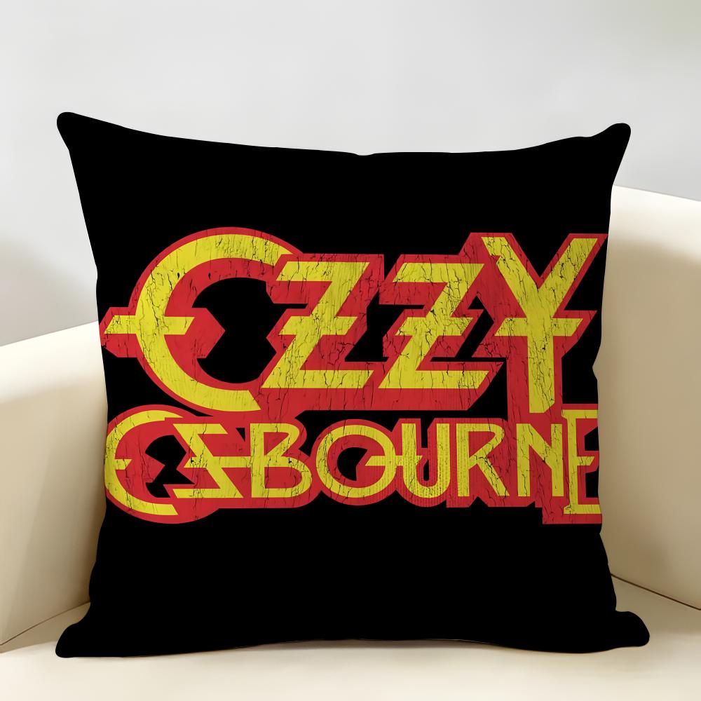 LOGO OOzzy Osbourne Cushion Cover Natural Linen Organic Fabric DoubleSided Printing Room Sofa Decor Pillow Case
