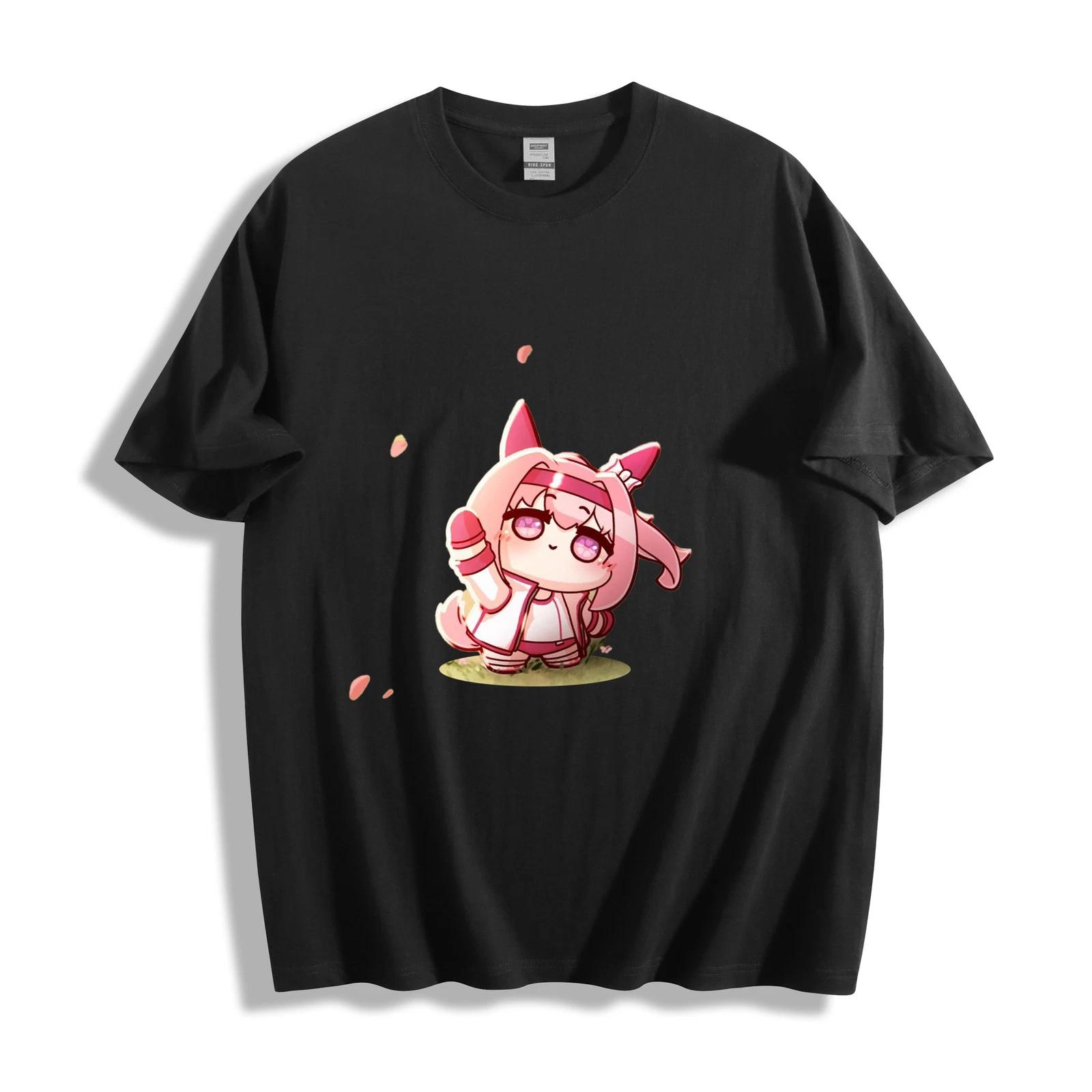 Uma Musume Haru Urara Tee - Pink Cat Ear Wave Cherry Blossom Kawaii T-Shirt XL
