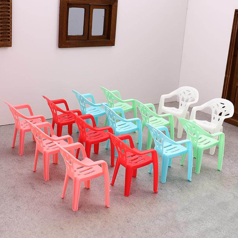 4Pcs Mini Support Miniature Items Armchair Plastic Backrest Chairs For 1/6 Dollhouse Accessories Doll Furniture Children'S Gifts