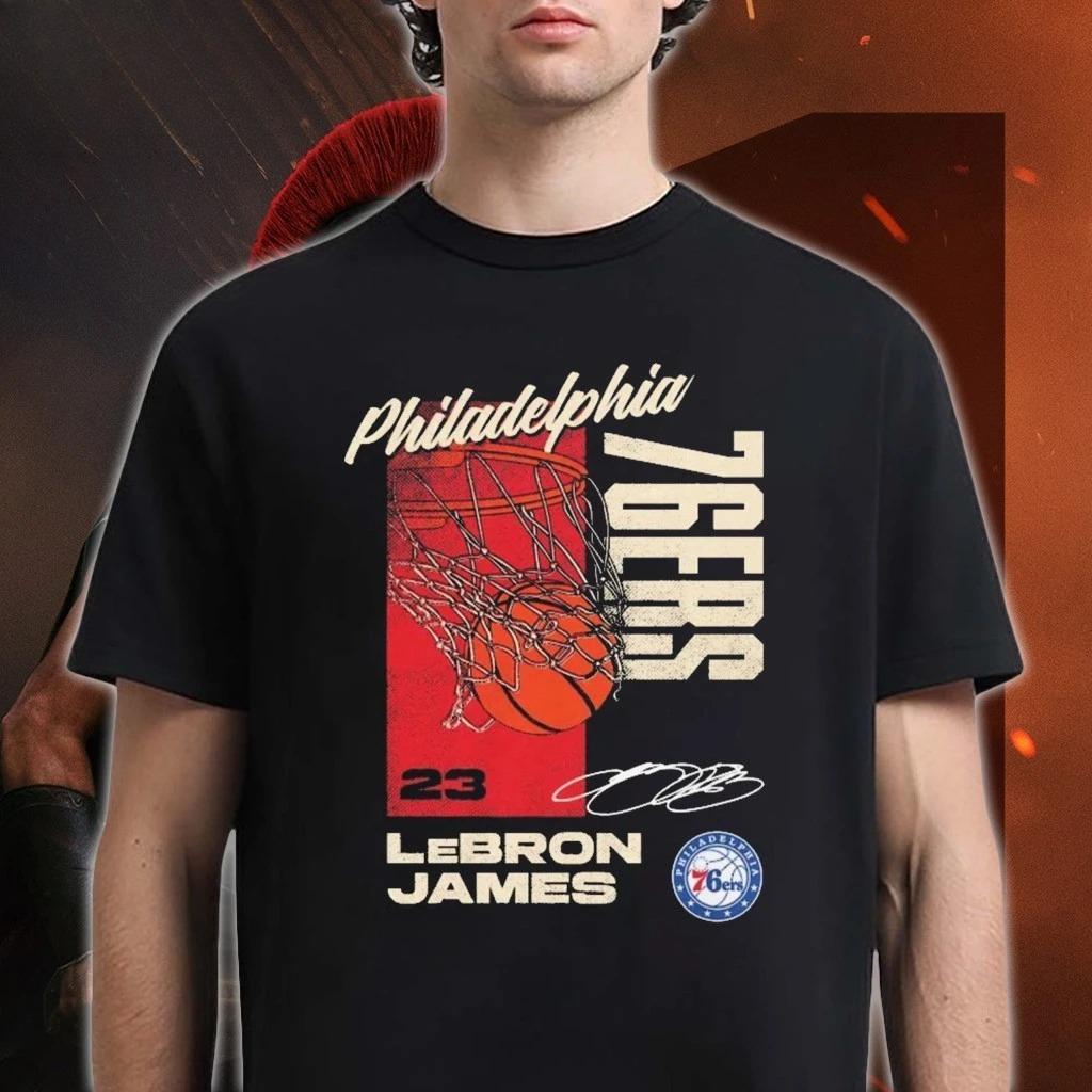 Hot Sale PHILA 76ers No 23 JAMES Poster Graphic Print T-shirt Men Women Streetwear Y2K Harajuku O-neck Cotton Top Loose Casual Oversize Summer New Tee