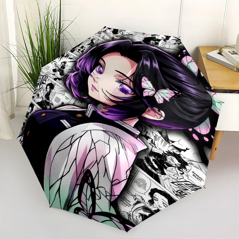 1 PC Automatic Folding Umbrella - Demon Slayer Kimetsu No Yaiba Pattern Portable Foldable Design With 8 Ribs Christmas Birthday Gifts